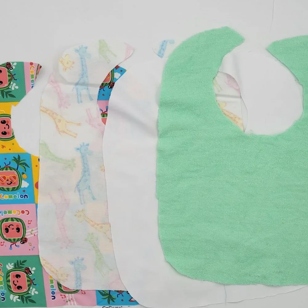 Handmade Watermelon/Lady bug print Toddler Bright Drool bib 12Wx14L.